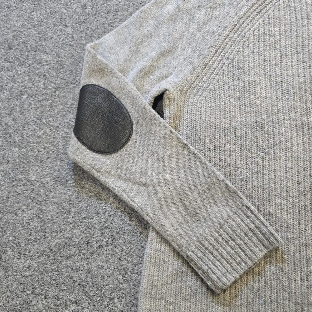 J Crew Sweater Womens Size Small Gray Wool Knit Crew Neck Elbow Patches Capsule - Picture 4 of 9